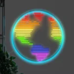 Neon LED Tęczowa Mapa Świata